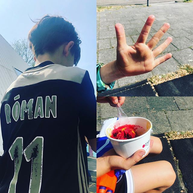 “Mam voor mijn verjaardag wil ik een metaaldetector. En een magneethengel. En een hondje. Zo’n hondje dat altijd klein blijft. He mam, kijk eens ik heb hele grote handen. Zie je? Echt wel. Dat hondje dat altijd klein blijft zag ik laatst. Ik heb heel dorst trouwens. Zie je wel, echt grote handen. Ik vind framboos het lekkerst. Geloof ik. Jij ook?”
#zondagmiddagijsje ❤️